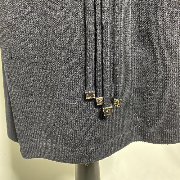 St. John Black Wool Blend Knit Belted Sheath Dress - Picture 4 of 11